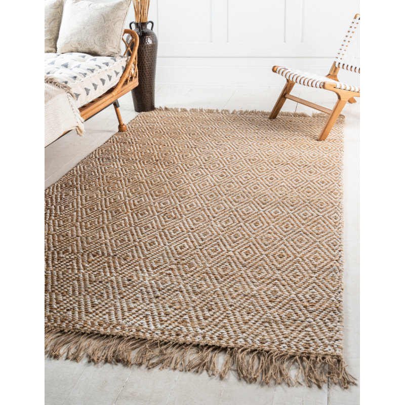 Mistana Deziree Geometric Handmade Braided Jute/Sisal Natural/White Area Rug & Reviews Wayfair